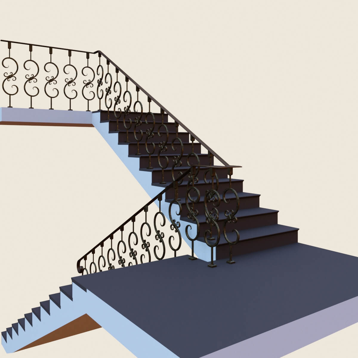 Stair Railing Render Stairs - 3D Model by Artdeco 3d