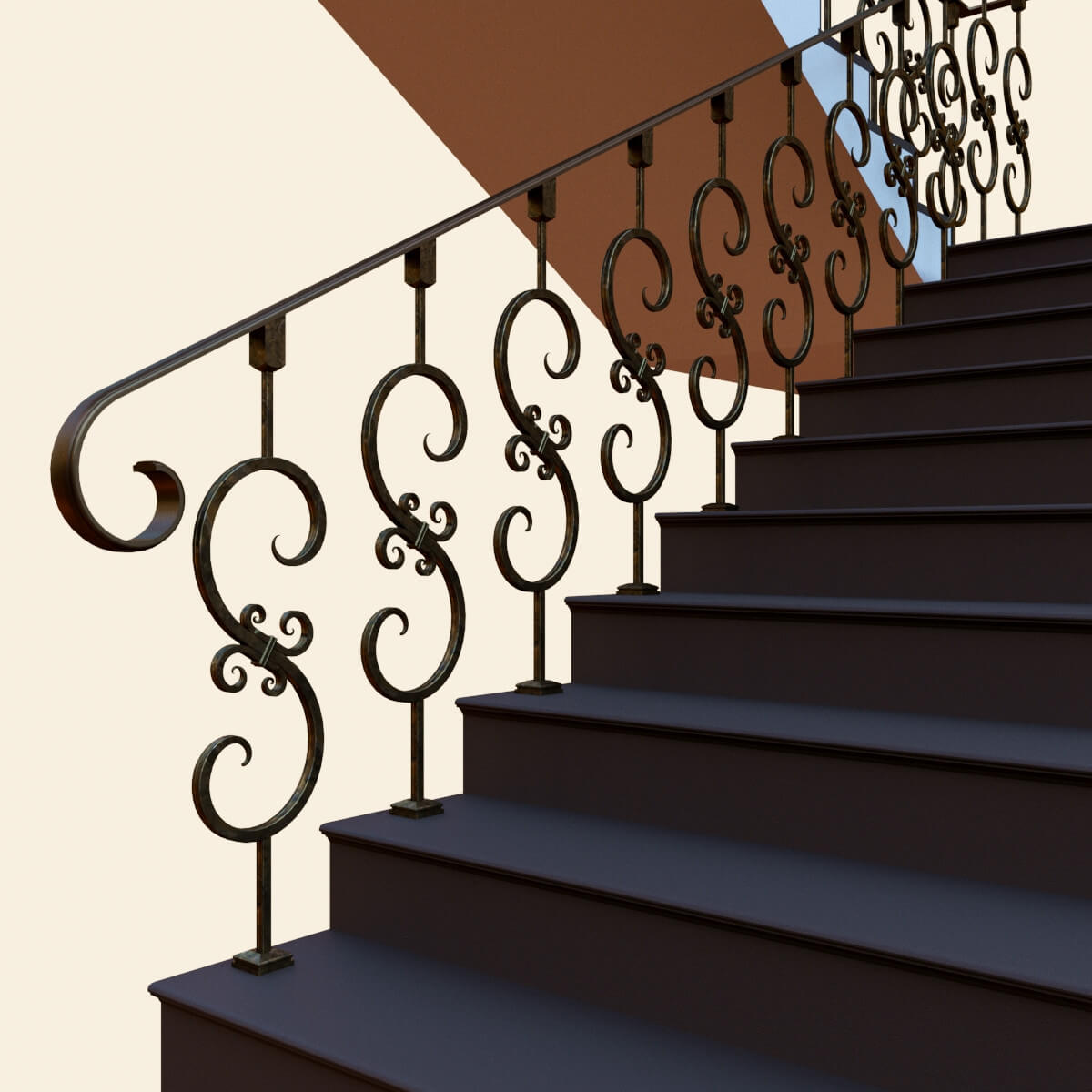 Stair Railing Render Stairs - 3D Model by Artdeco 3d