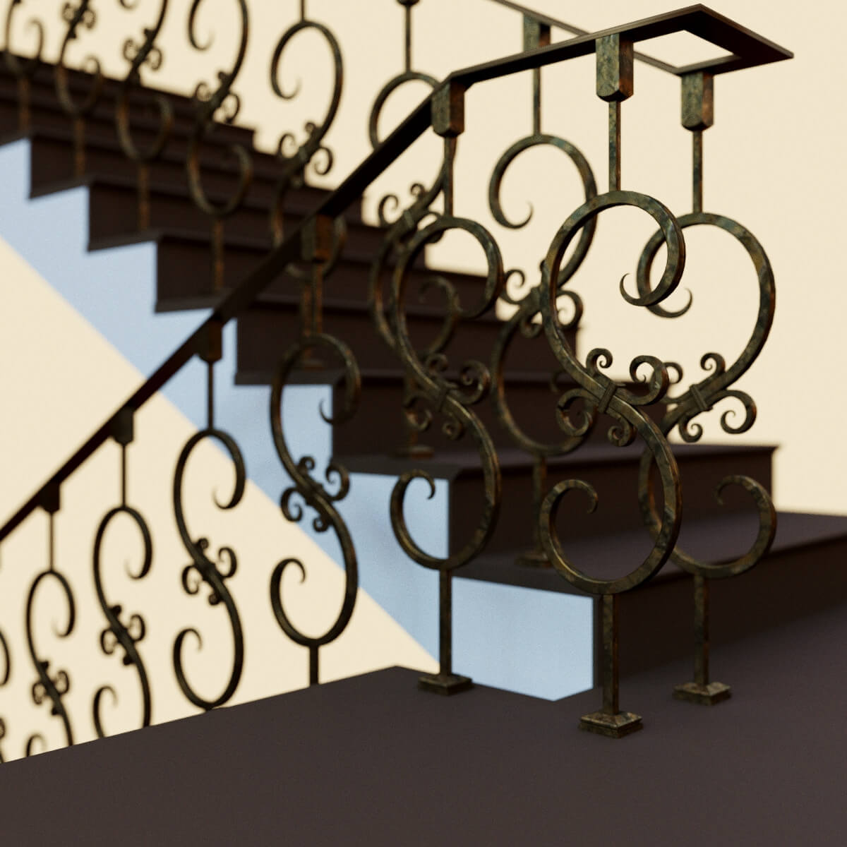 Stair Railing Render Stairs - 3D Model by Artdeco 3d