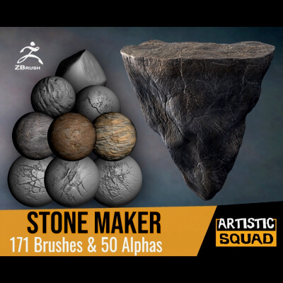 Stone Maker: 171 ZBrush Brushes And 50 Alphas - Brush or Tool by ...