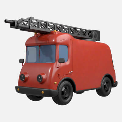 Cartoon Fire Truck Stylized Emergency Vehicle