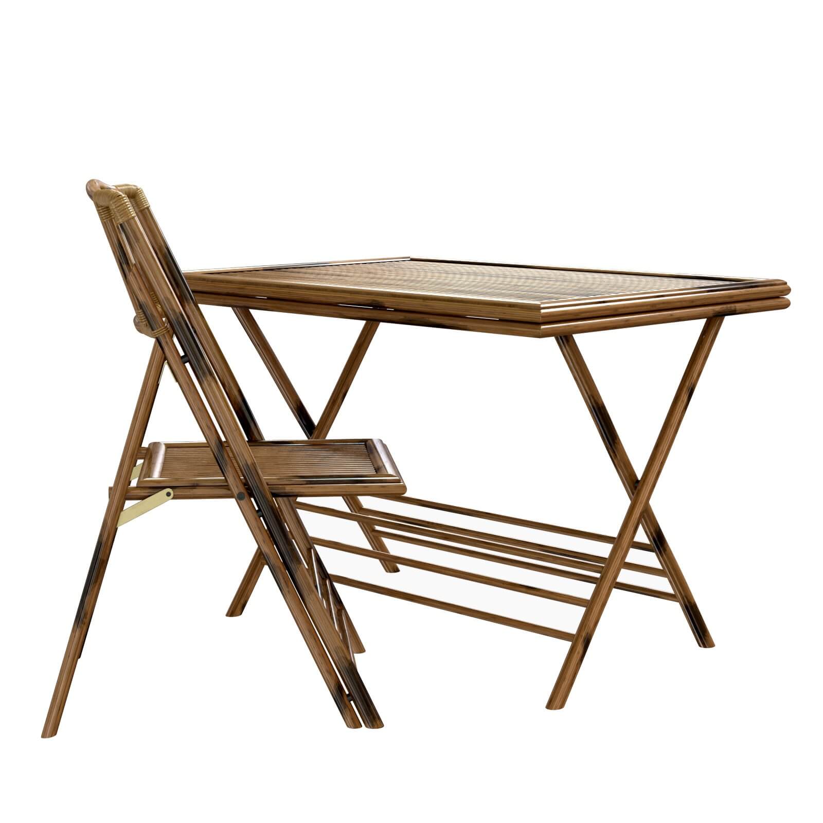 Bamboo Folding Chair and Table 3D Model by artpolka