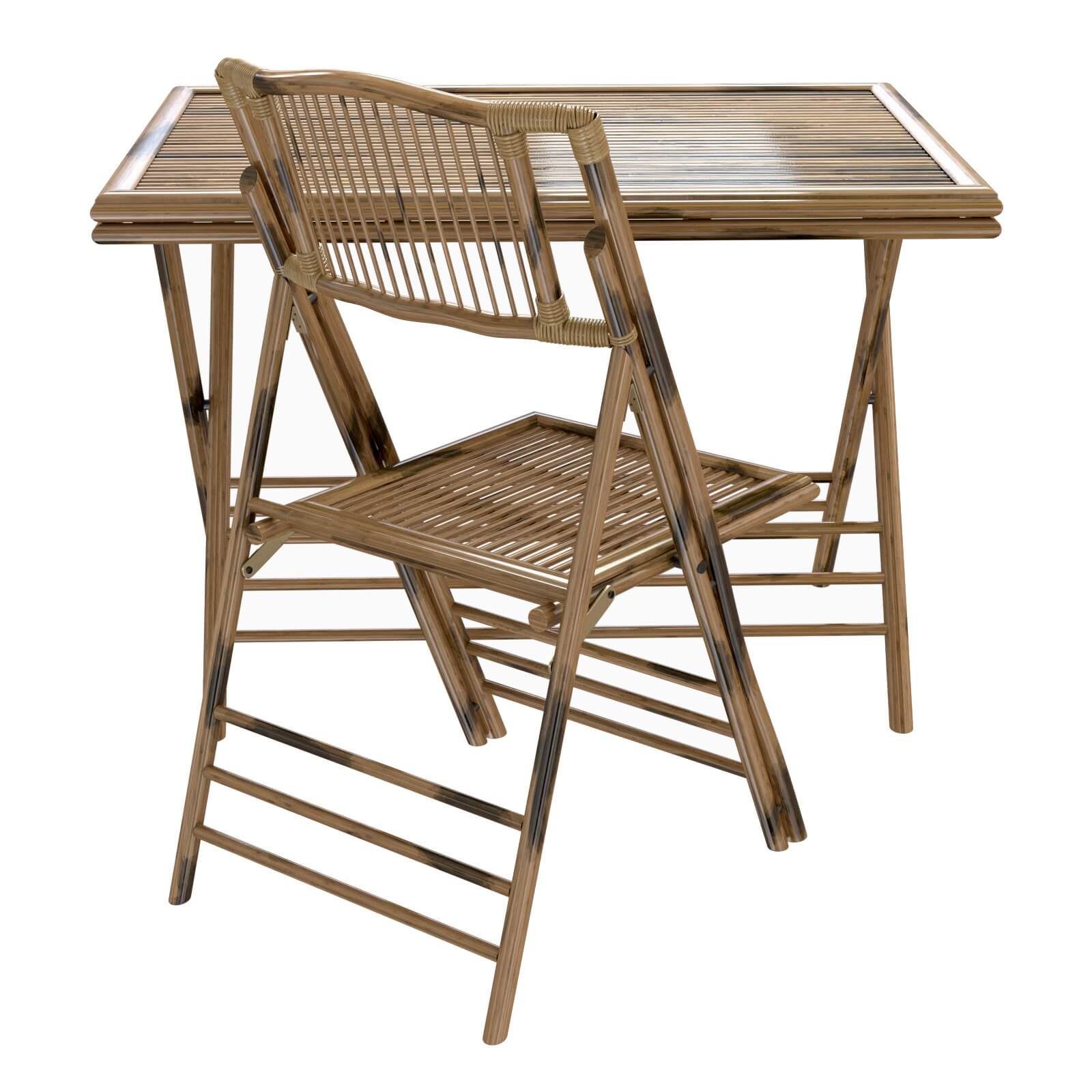 Bamboo Folding Chair and Table 3D Model by artpolka