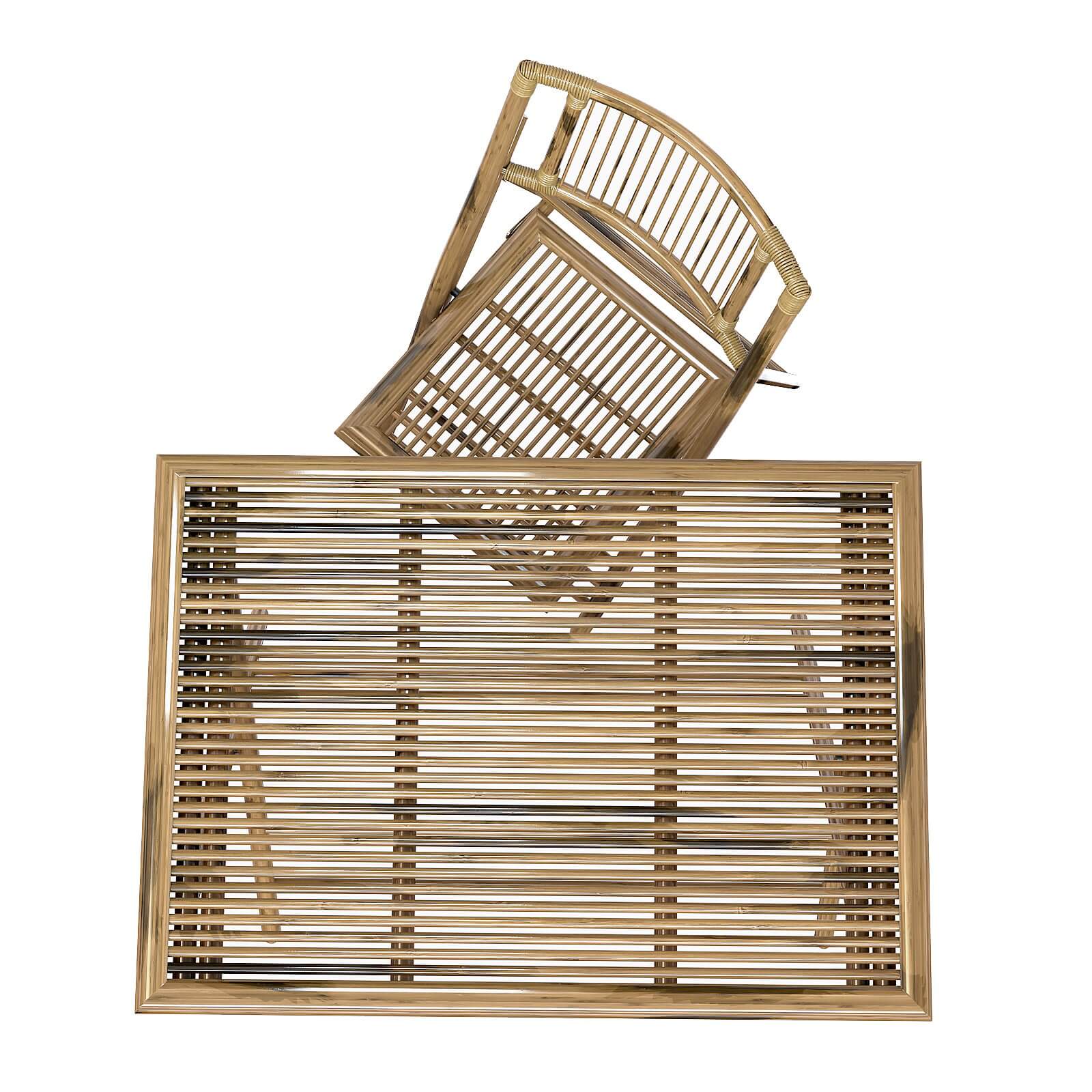 Bamboo Folding Chair and Table 3D Model by artpolka
