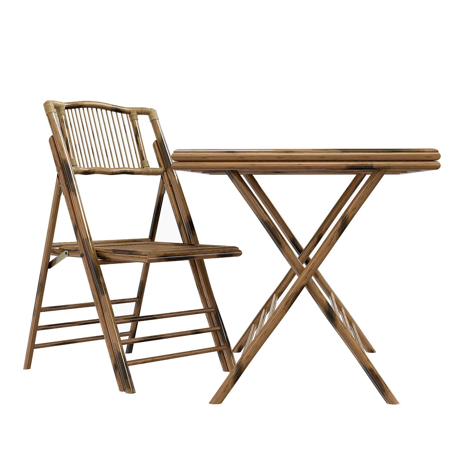 Bamboo Folding Chair and Table 3D Model by artpolka