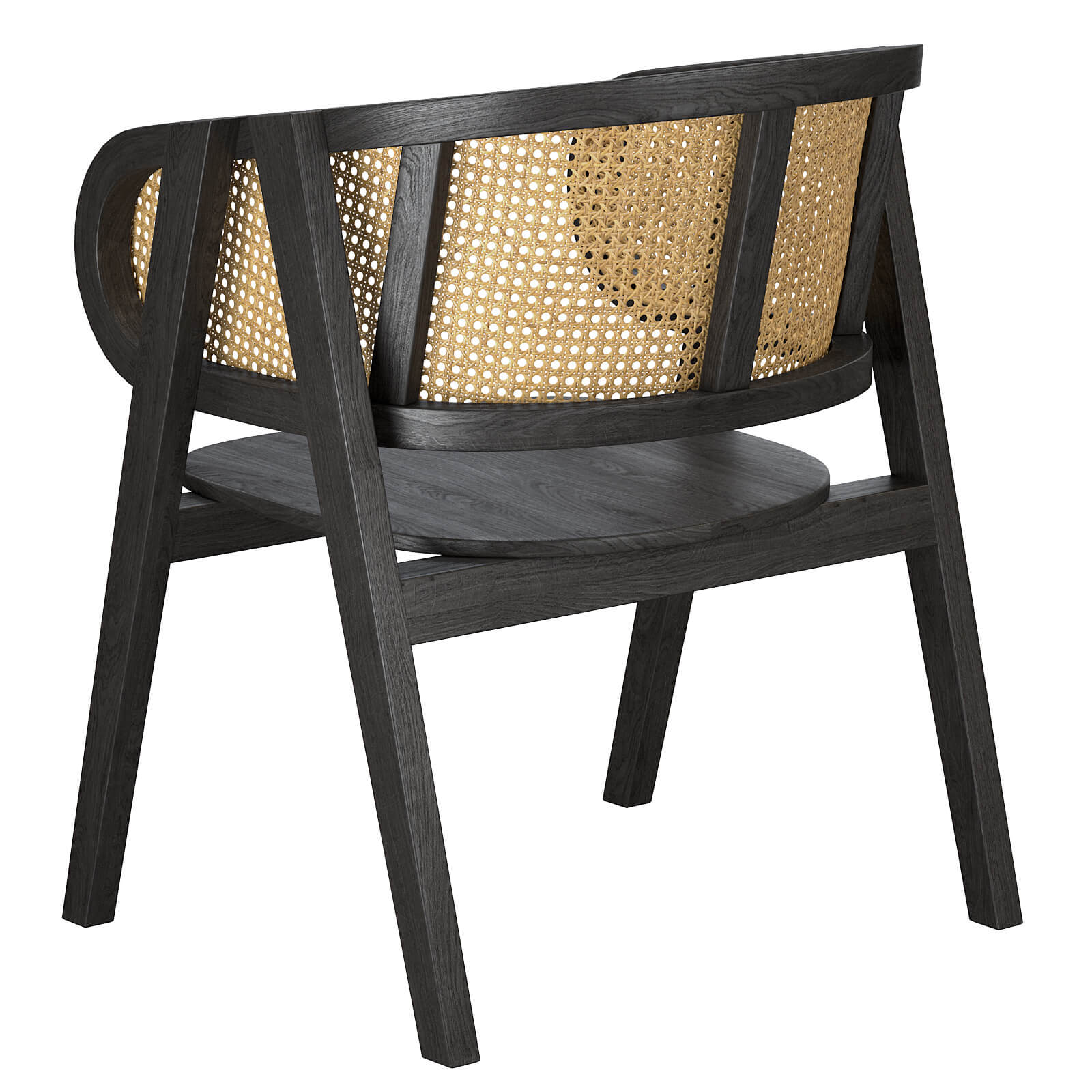 Black Modern Wooden Rattan Chair - 3D Model by artpolka
