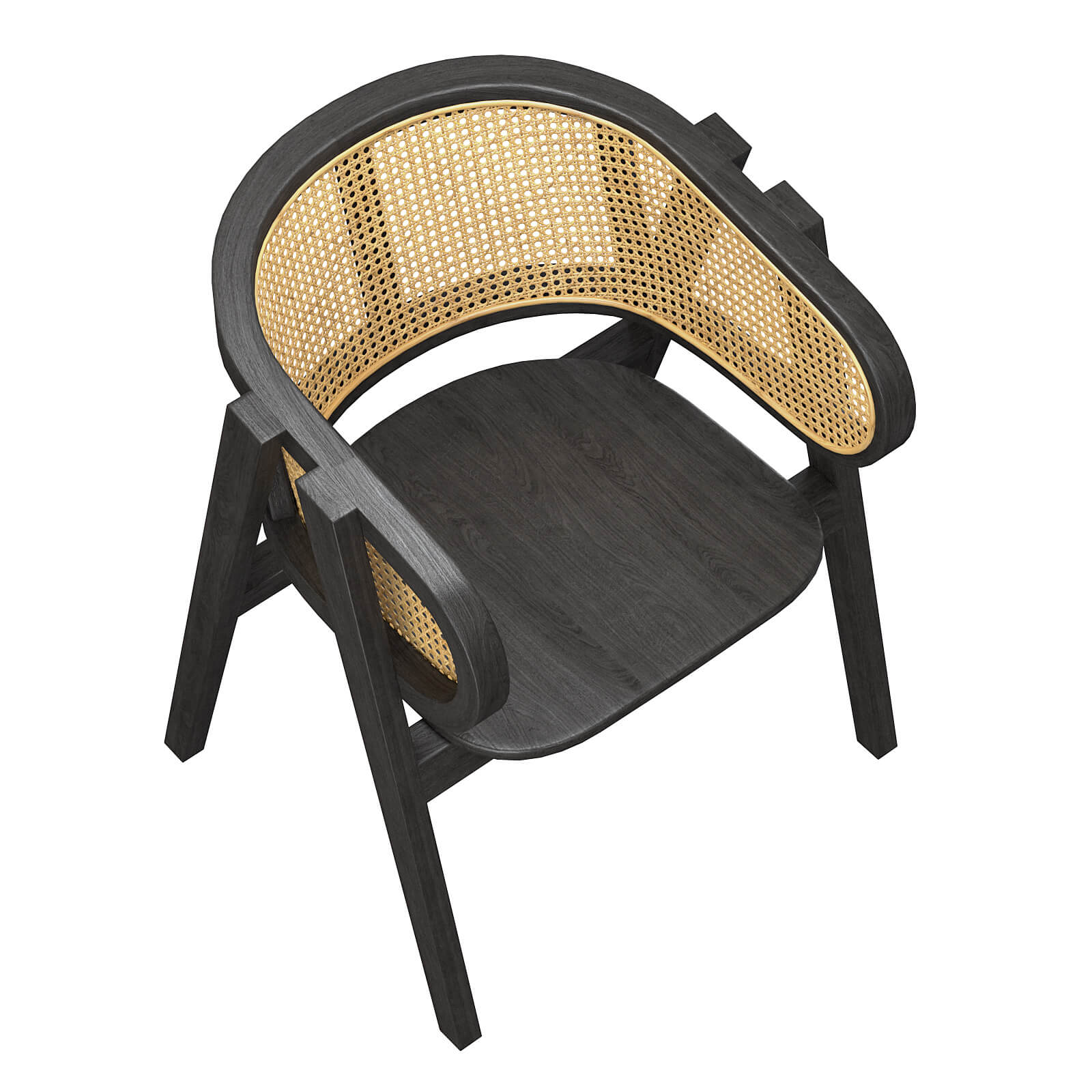 Black Modern Wooden Rattan Chair - 3D Model by artpolka