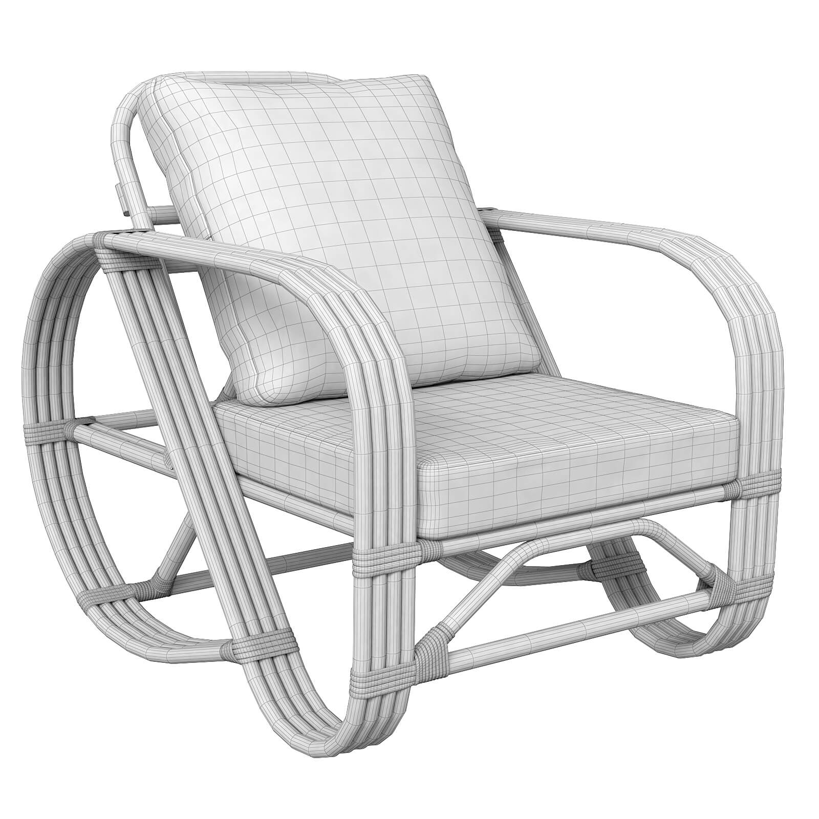 Handmade Curved Bamboo Chair 3D Model by artpolka