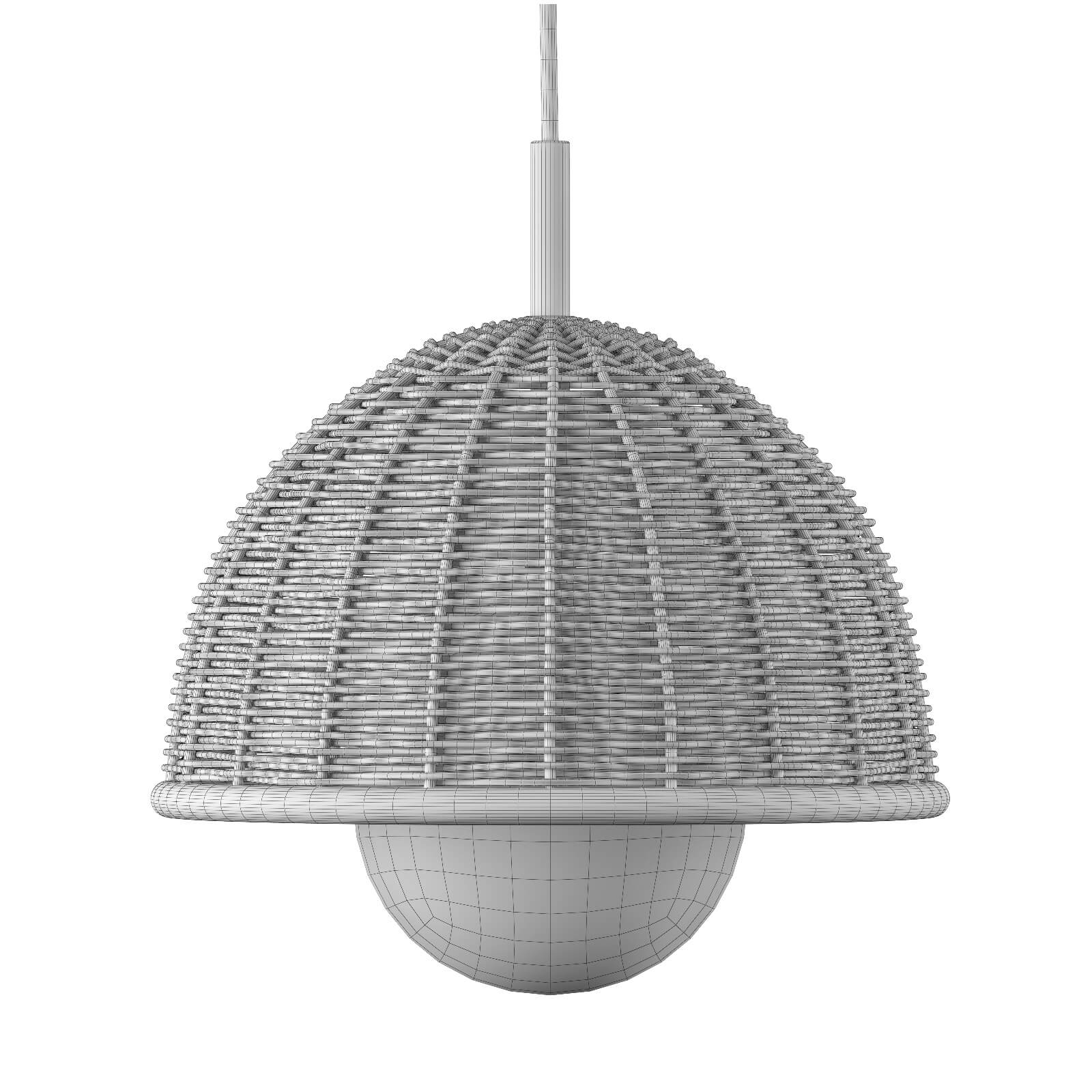 Luna Wicker Rattan Ceiling Lamp - 3D Model by artpolka