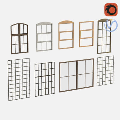 Old Factory Windows Pack - 3D Model by artpolka