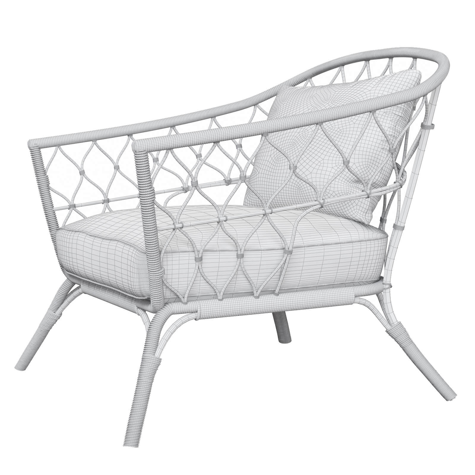 Rattan Chair IKEA Stockholm with Pillow 3D Model by artpolka