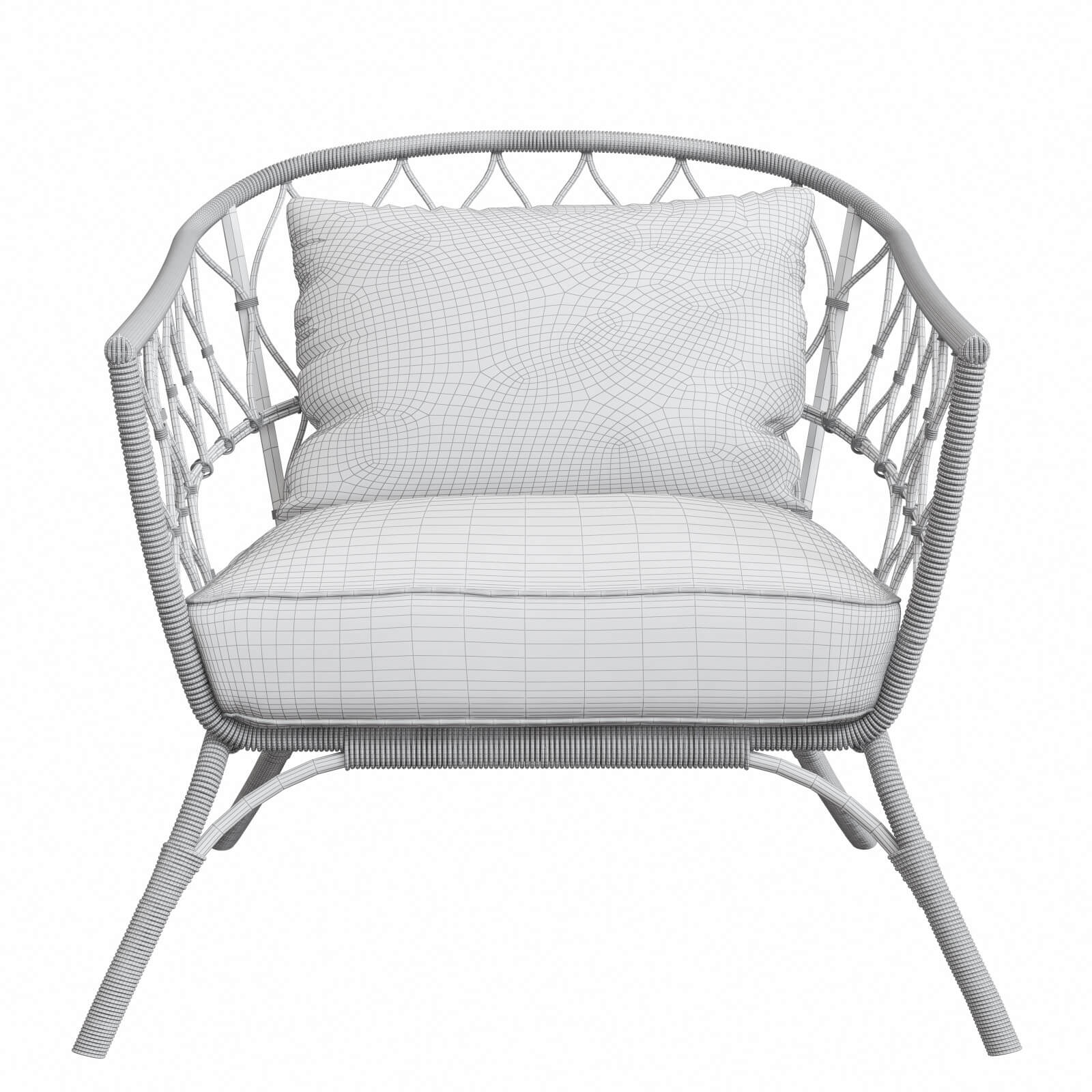 Rattan Chair IKEA Stockholm with Pillow 3D Model by artpolka
