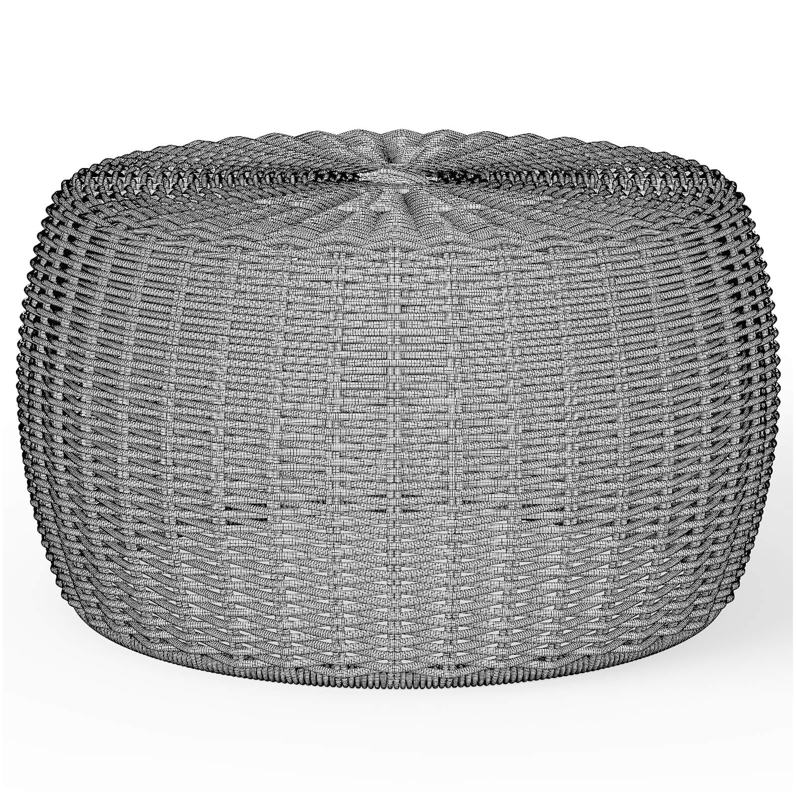 Resin Wicker Footstool Ottoman 3D Model by artpolka