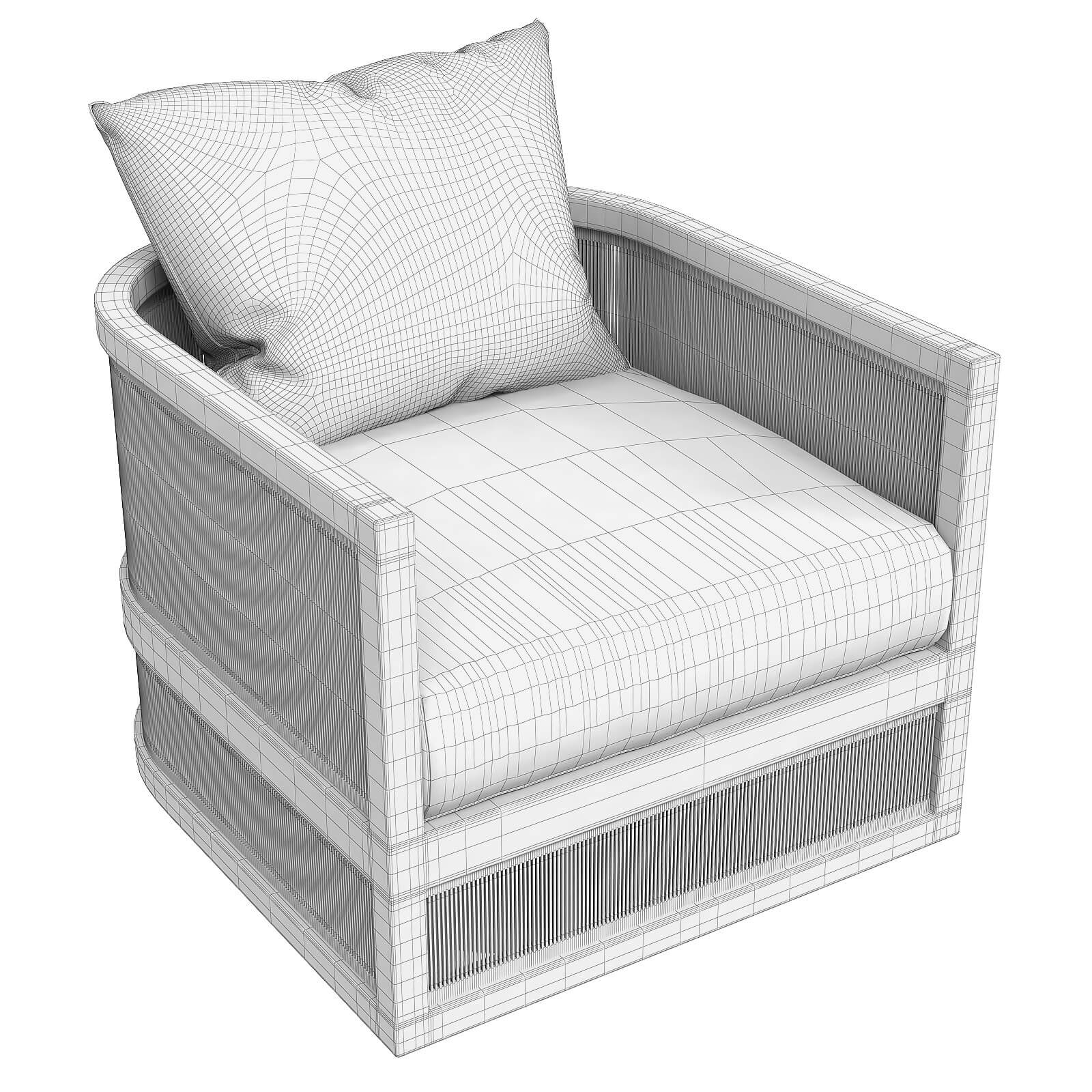 RH Capri Teak Swivel Lounge Chair 3D Model by artpolka