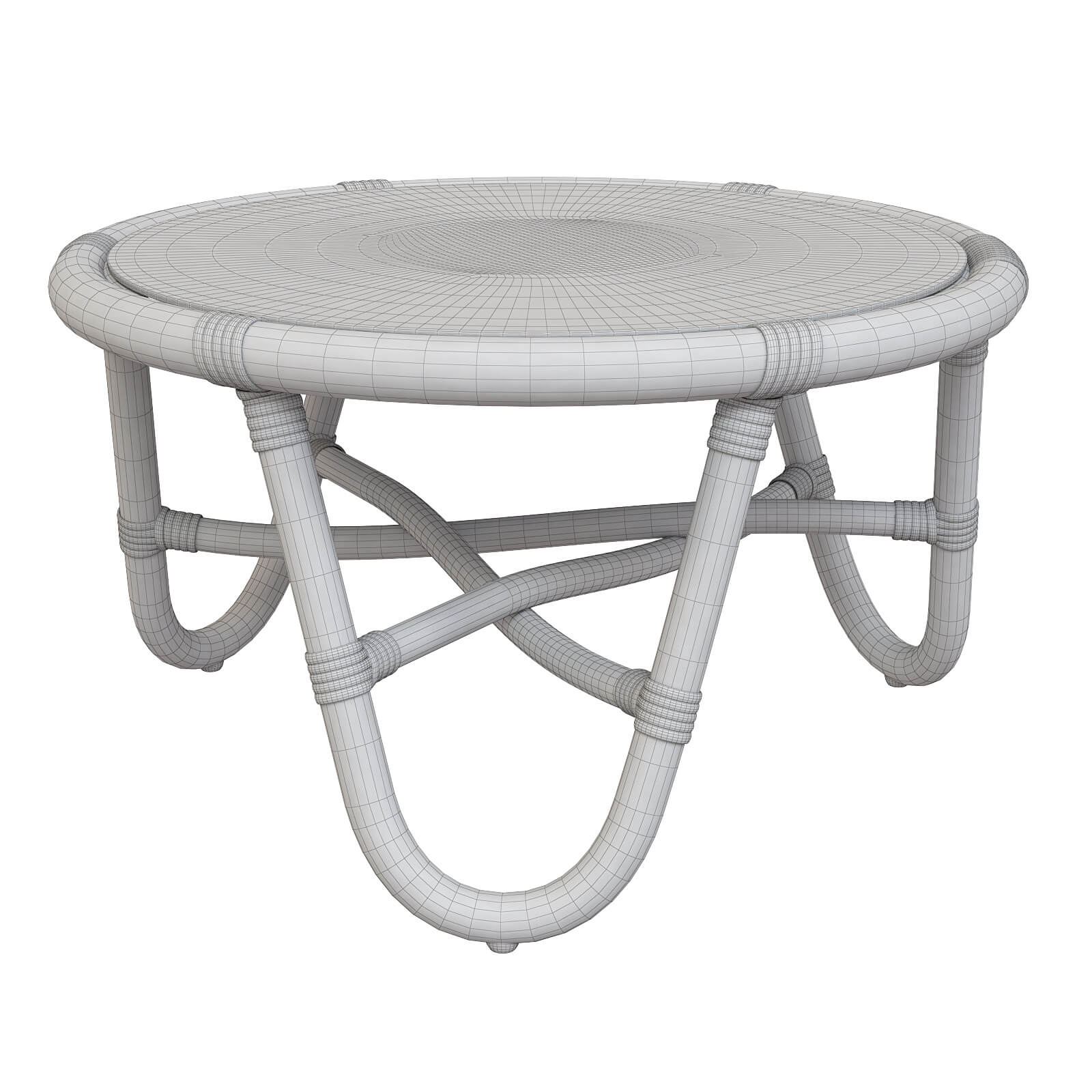 Round Rattan Table With Curved Legs - 3D Model by artpolka