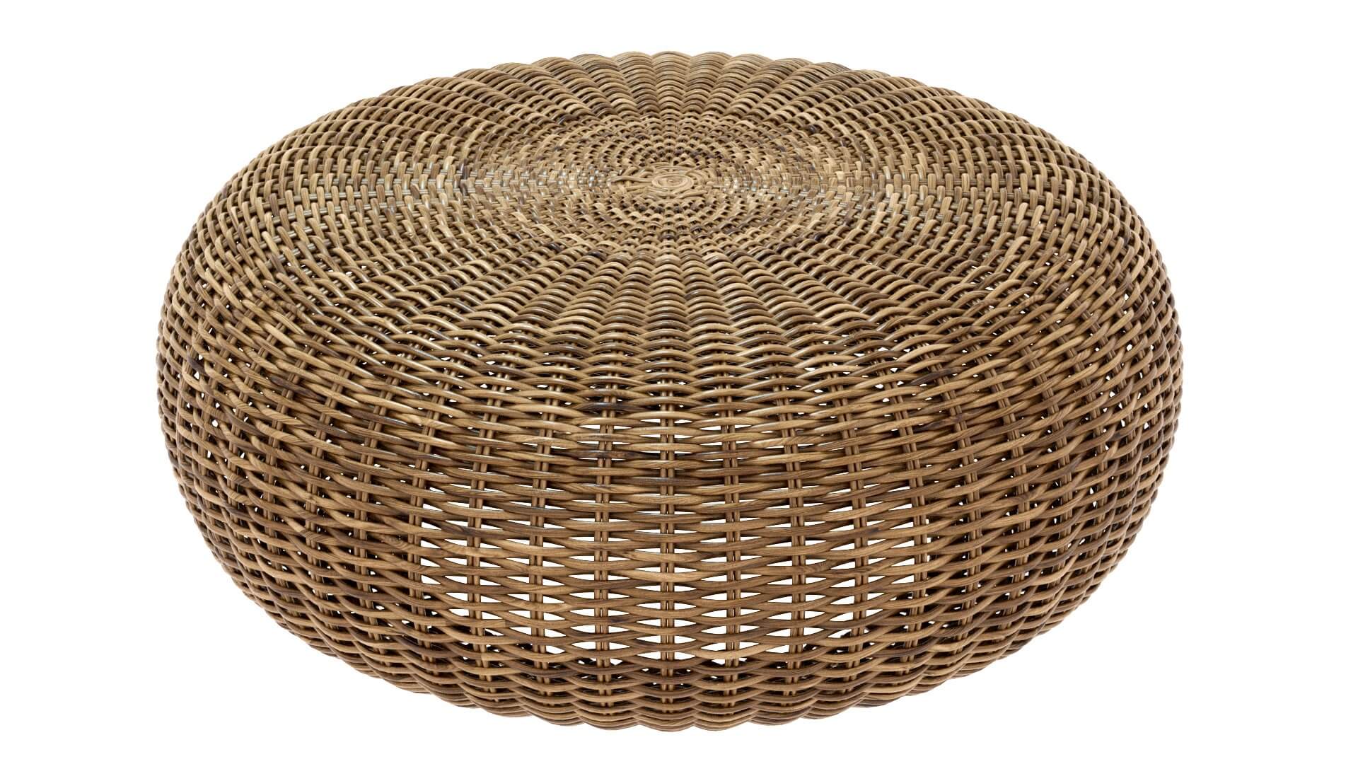 Round Rattan Pouf California 3D Model by artpolka