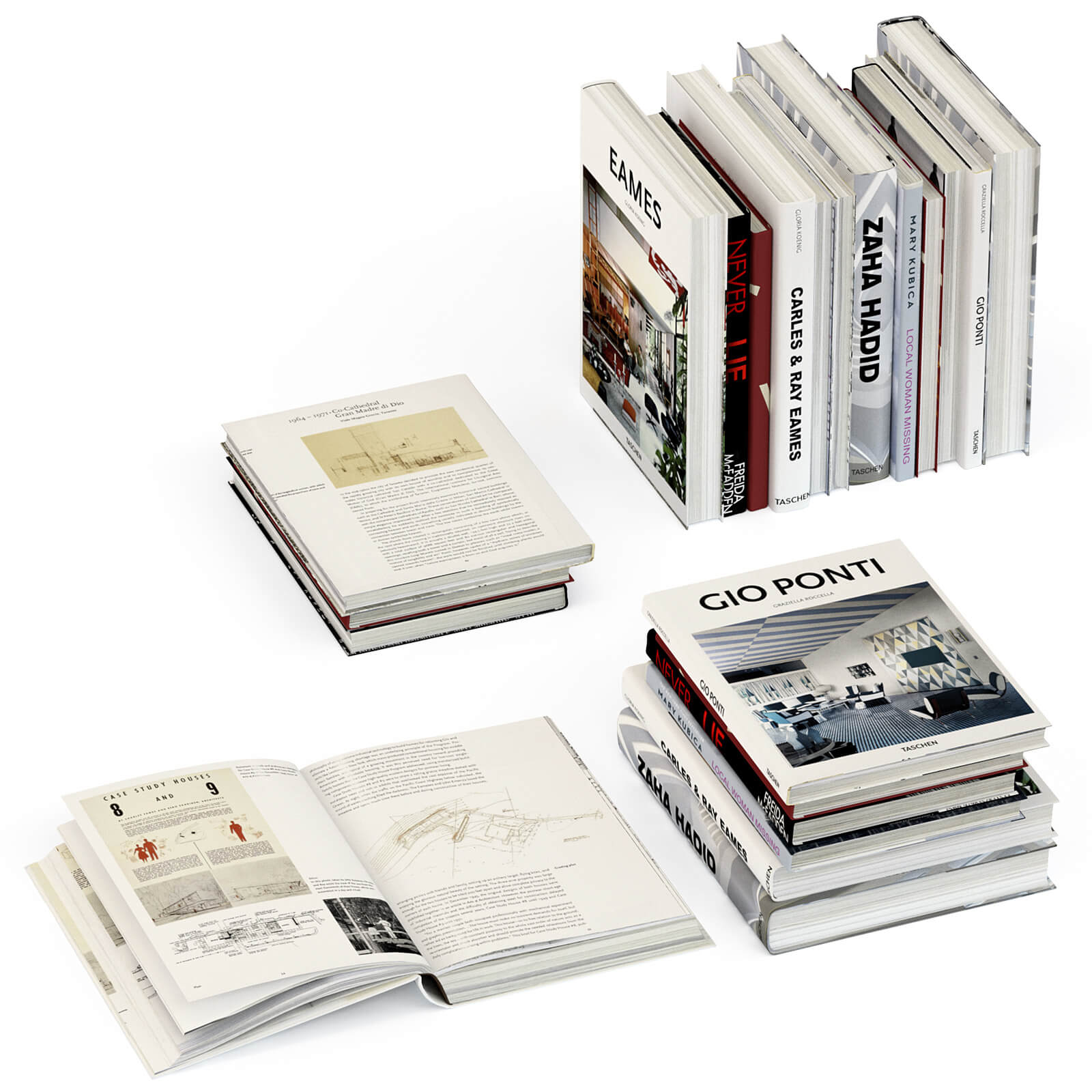 Set of Books 6 Books and Open Version - 3D Model by artpolka