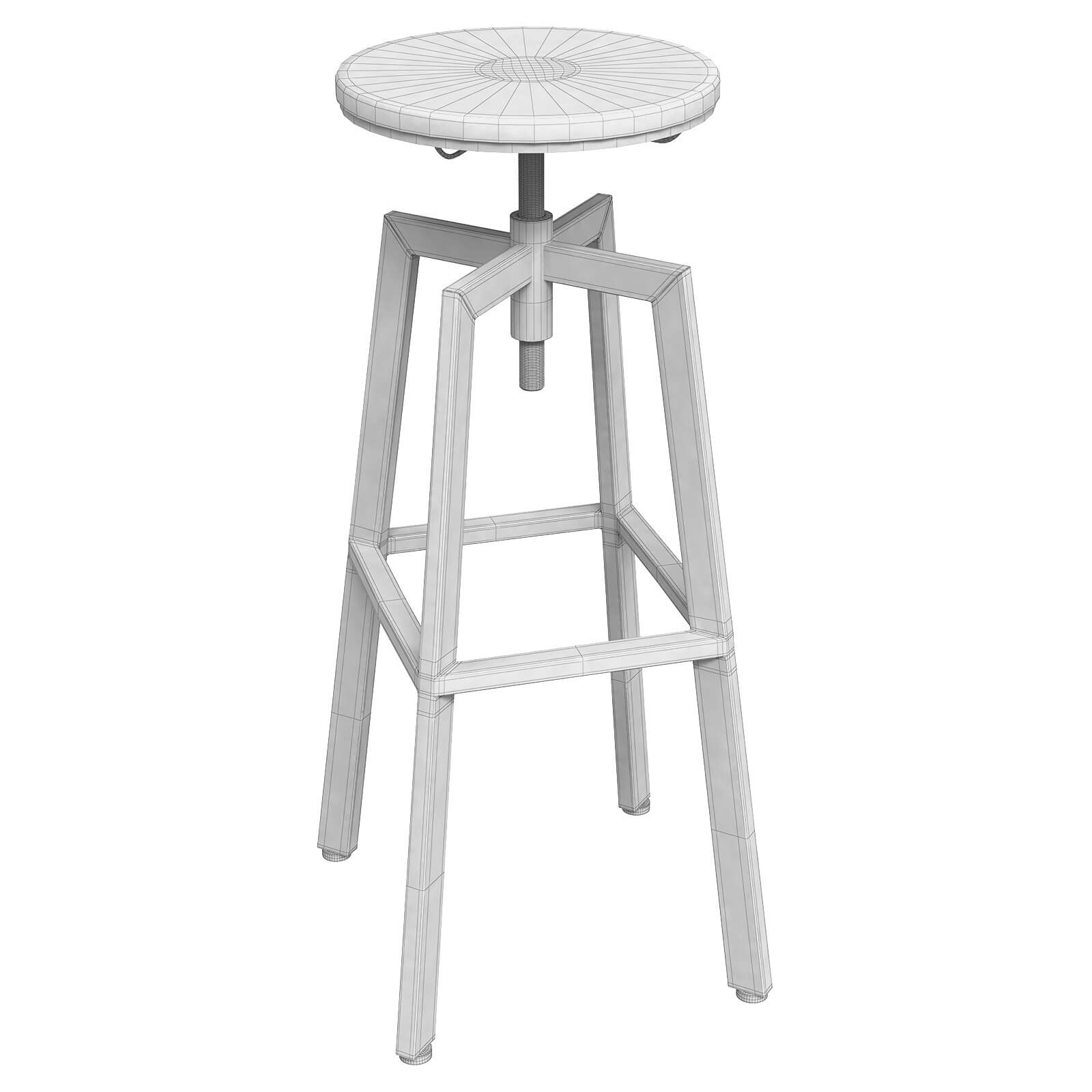 Wooden and Metal Swivel Stool Zara Home 3D Model by artpolka