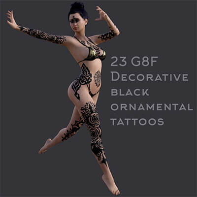 23 G8F Decorative Black Ornamental Tattoos