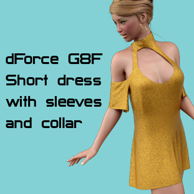 dForce G8F Short Dress With Sleeves and Collar
