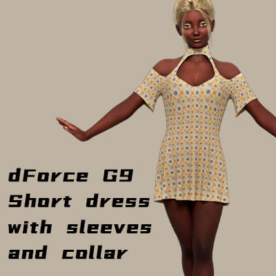 dForce G9 Short Dress With Sleeves and Collar