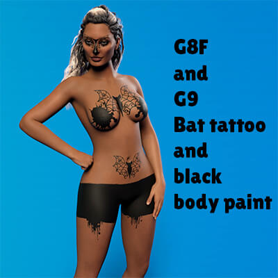 G8F and G9 Bat Tattoo and Black Body Paint