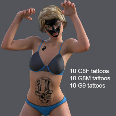 G8F G8M G9 Small Halloween Tattoos
