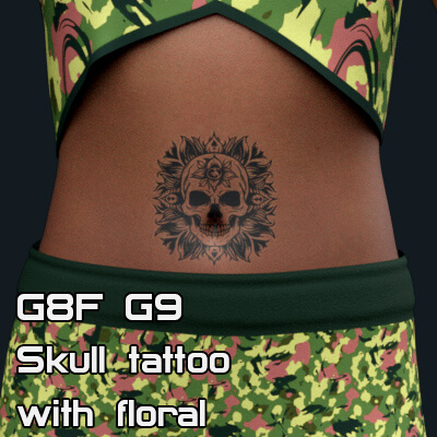 G8F G9 Skull Tattoo With Floral