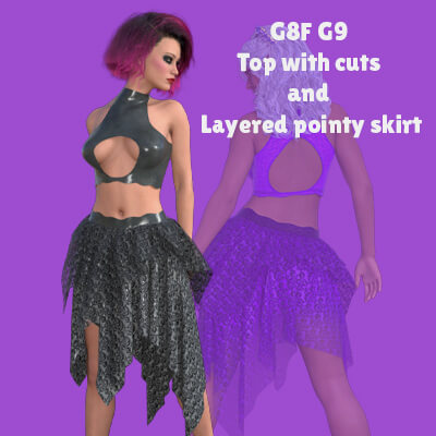 G8F G9 Top with Cuts and Layered Pointy Skirt by artshock