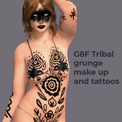 G8F Tribal Grunge Makeup and Tattoos