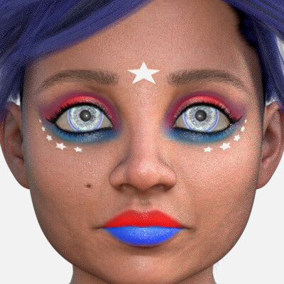 G9 Free Red and Blue Makeup with Stars