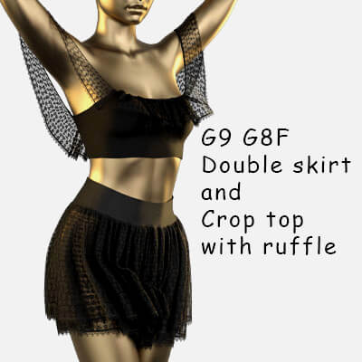 G9 G8F Double Skirt and Crop Top With Ruffle by artshock