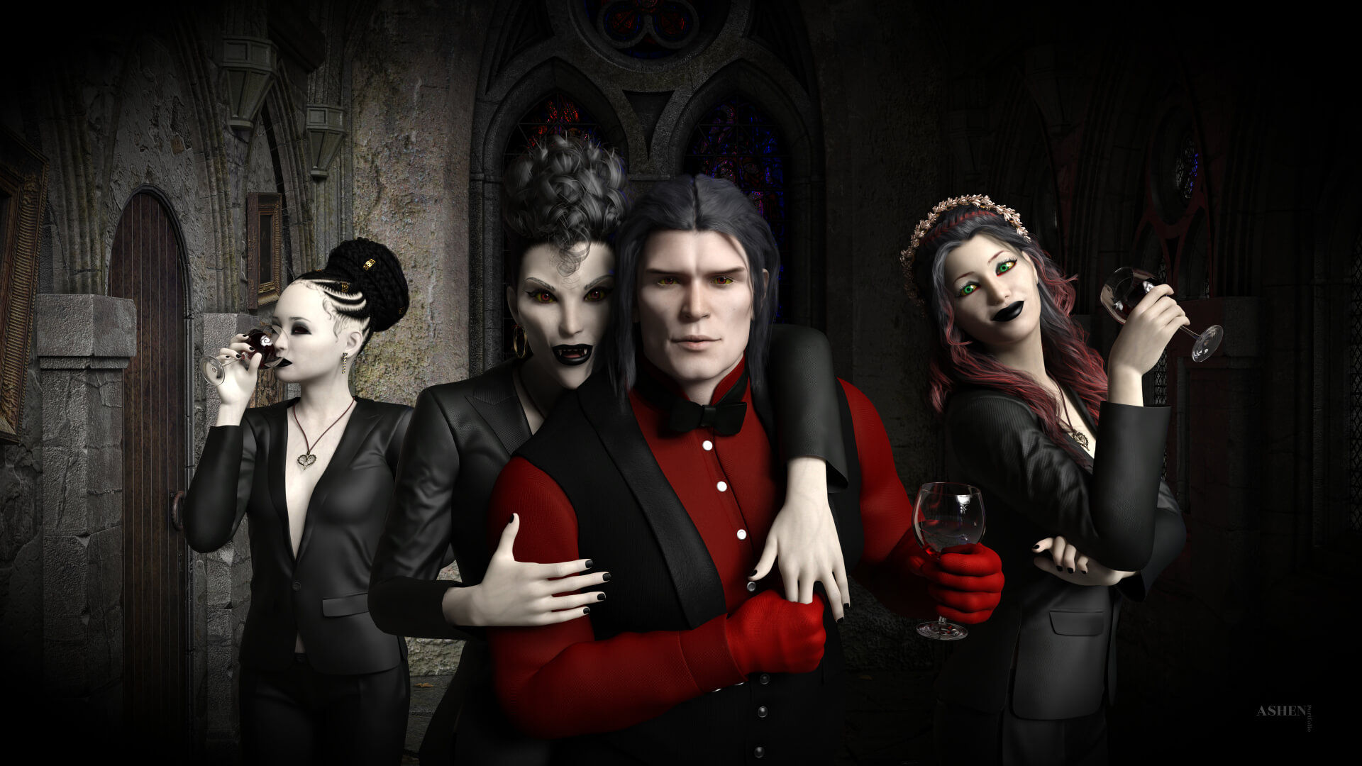 Gothic Wedding 3D Wallpaper | RenderHub Wallpapers