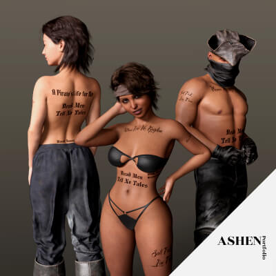 Piratical Text Tattoos for G9 by AshenPortfolio