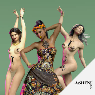 Summer Solstice Tattoos for Genesis 8 Female by AshenPortfolio