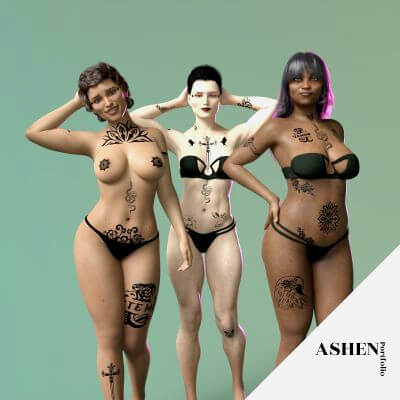 Tattoo Roulette 01 for Genesis 8 Female by AshenPortfolio