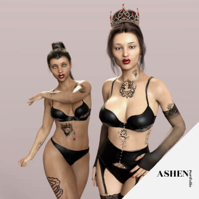 Valenties 24 Tattoos for Genesis 8 Female