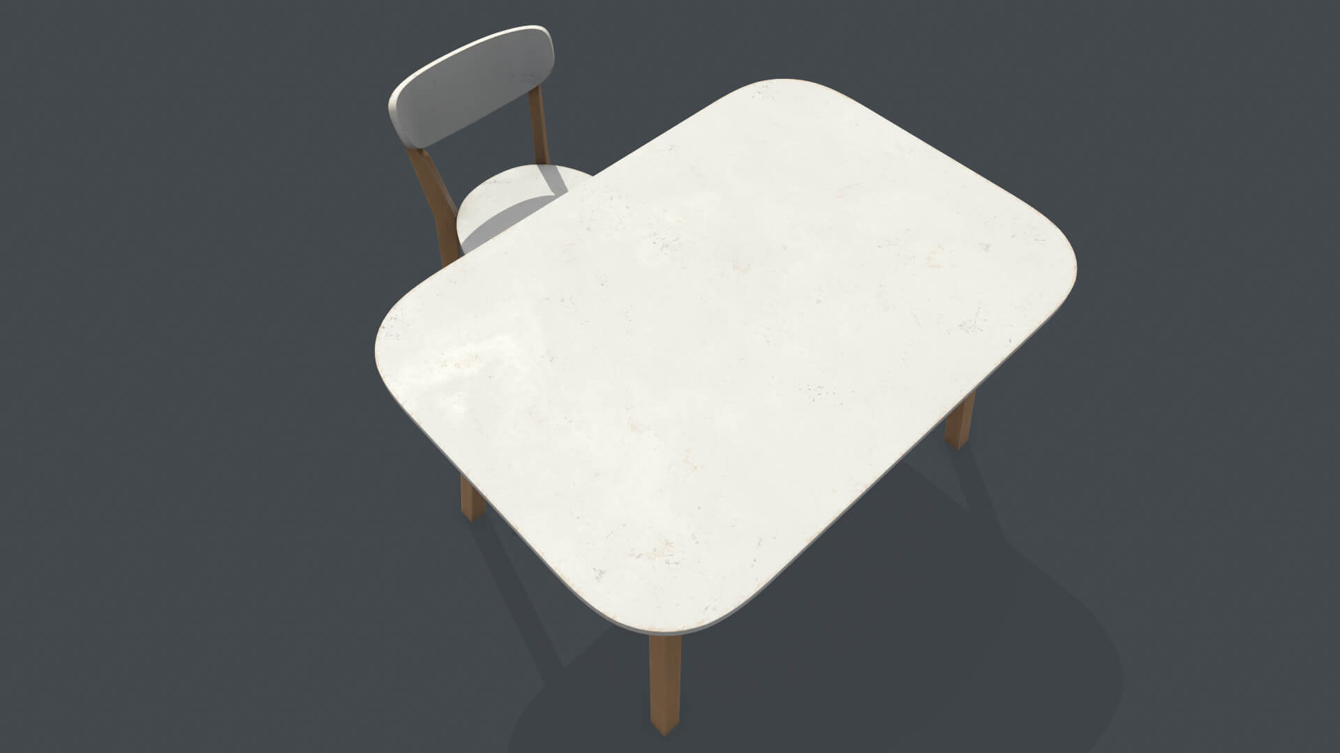 Old Dining Table and Chair 3D Model by AshMesh