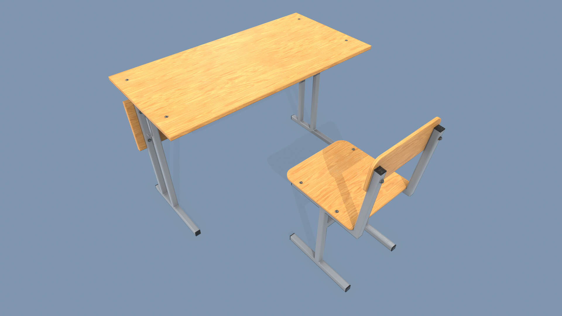 School Desk and Chair 3D Model by AshMesh