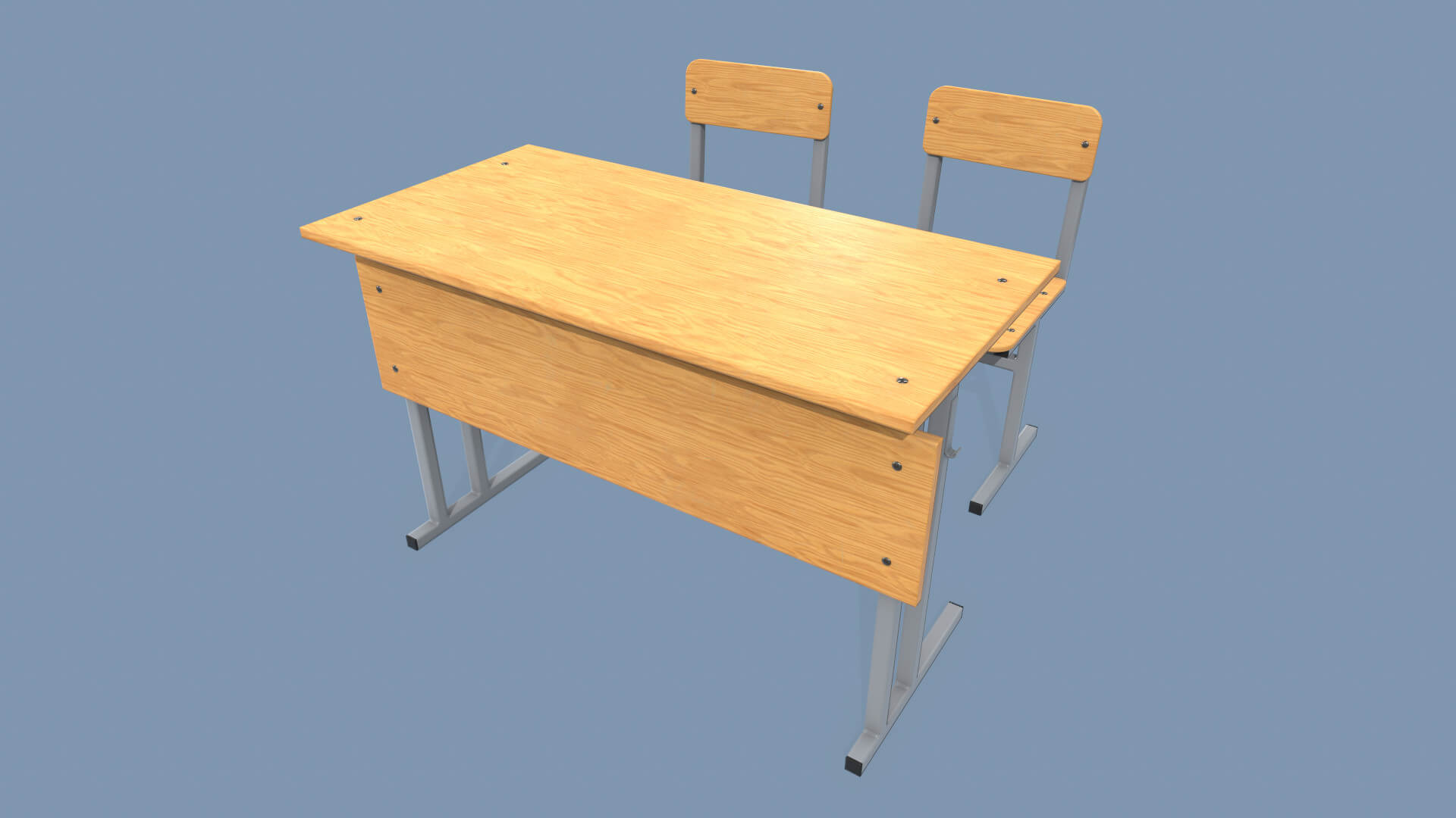 School Desk and Chair 3D Model by AshMesh