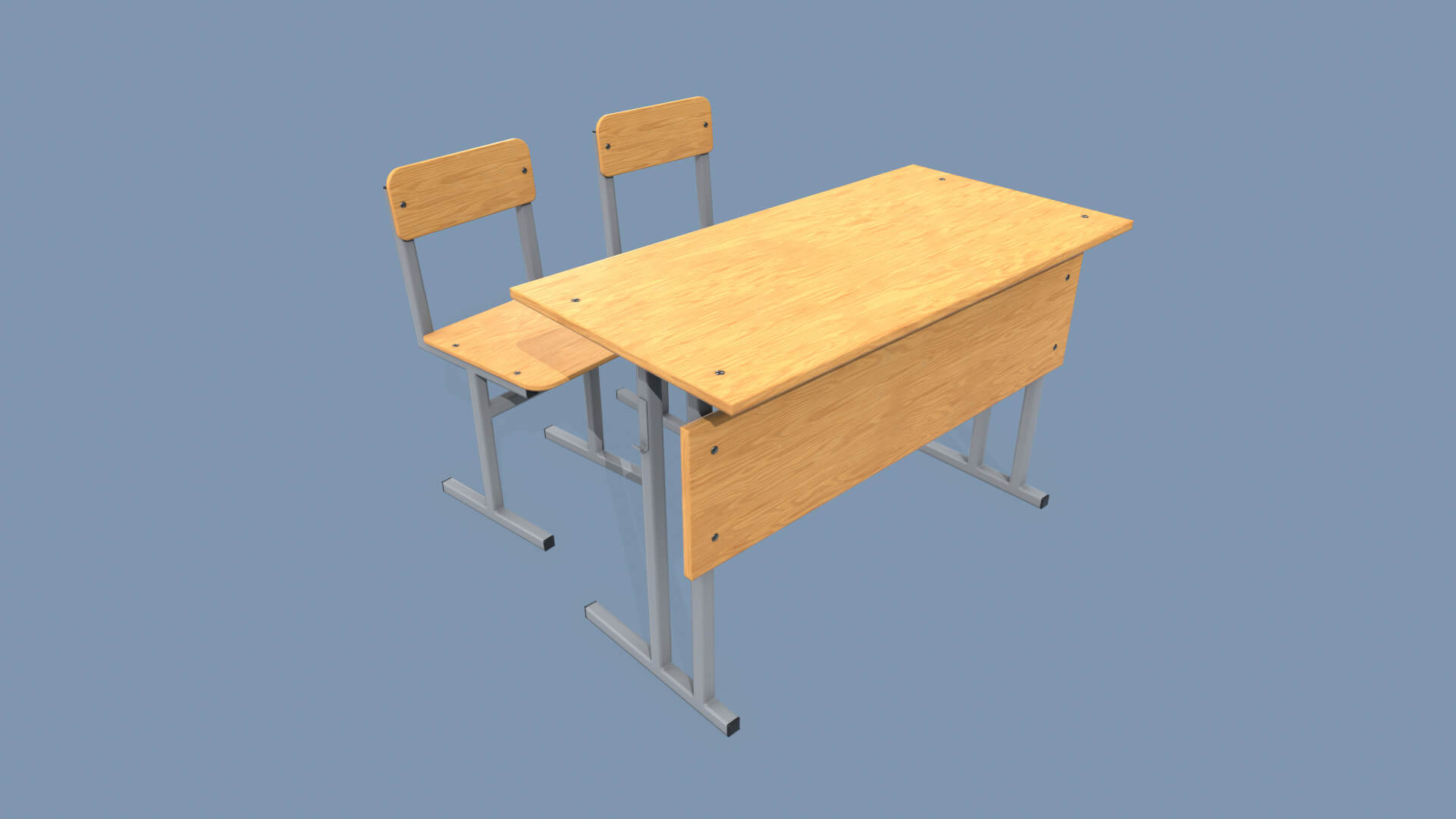 School Desk and Chair 3D Model by AshMesh