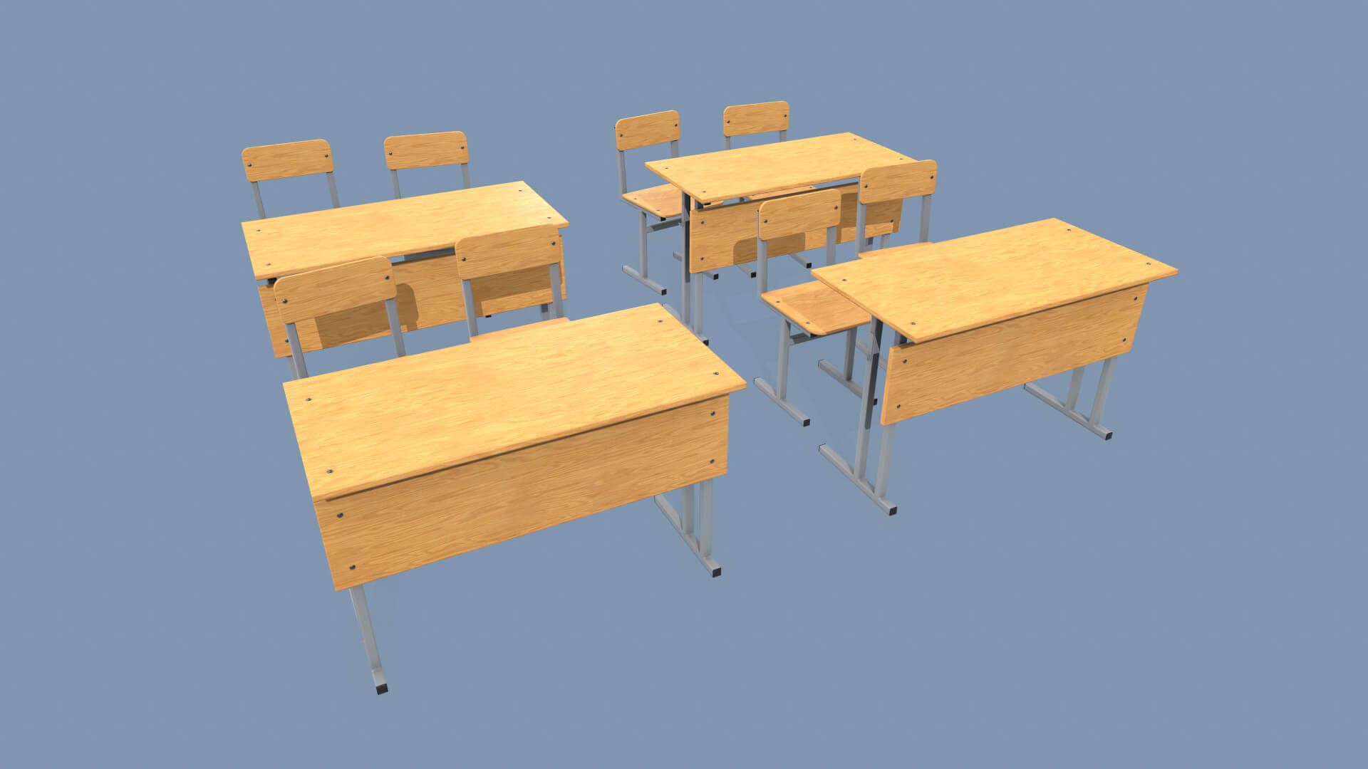 School Desk and Chair 3D Model by AshMesh