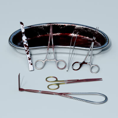 Bloody Surgical Instruments Set