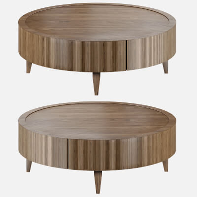 Reeded Round Cocktail Table by BakerFurniture - 3D Model by Axatov