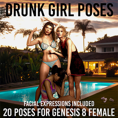 Drunk Girl Poses for Genesis 8 Figures