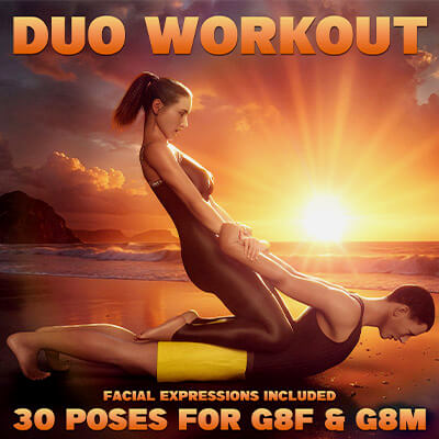 Duo Workout Poses for Genesis 8 Figures