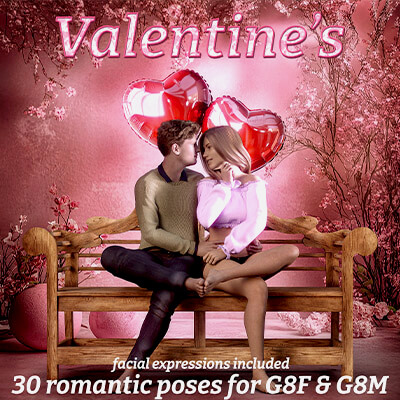 Valentine Poses for Genesis 8 Figures by Axe Maker