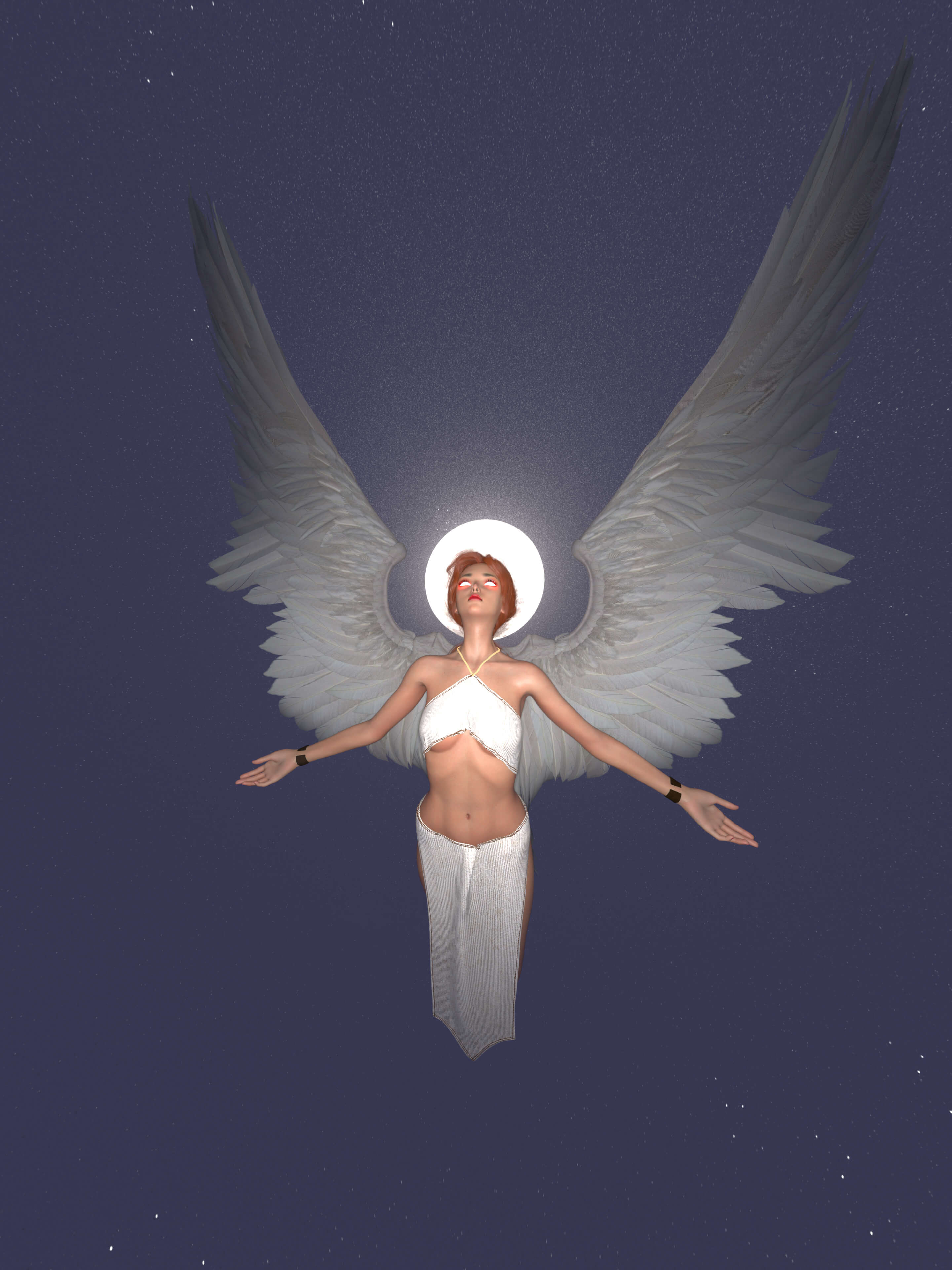 Moon Angel 3D Render, Digital Art by Azzamacazza