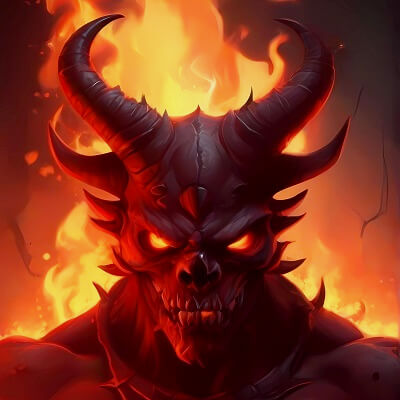Cartoon Conflagration: Dancing With The Devil - Stock Image by Babakn