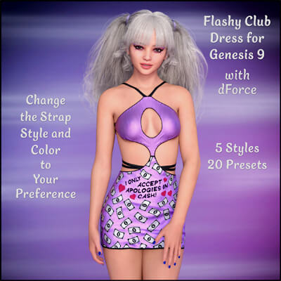 Flashy Club Dress for Genesis 9 by BadKitty3D